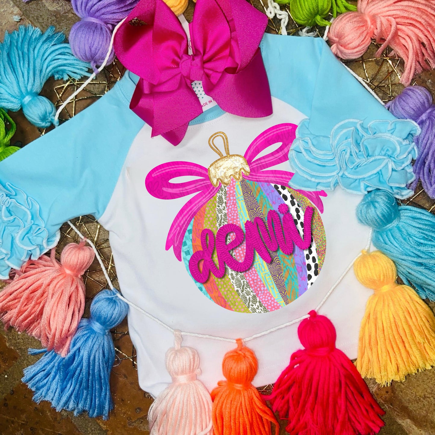 Girly ornament with bow | Christmas | Sublimation Design | Digital Download | Women’s, Kids Shirt PNG