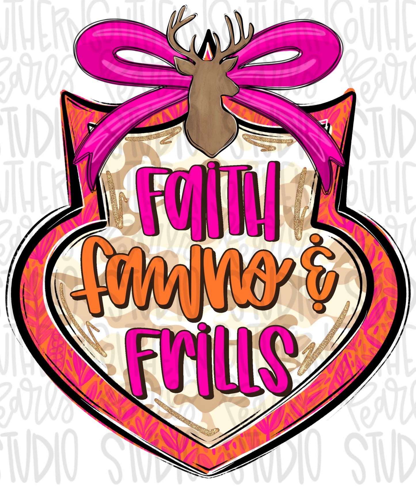 Faith, fawns and frills | girl hunting design | Sublimation Design | Digital Download | Women’s, Kids Shirt PNG