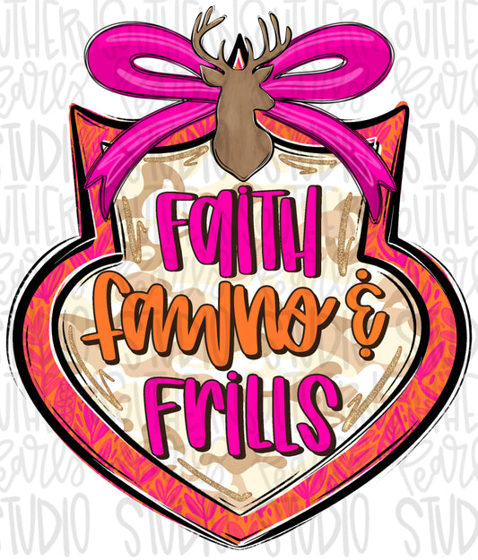 Faith, fawns and frills | girl hunting design | Sublimation Design | Digital Download | Women’s, Kids Shirt PNG