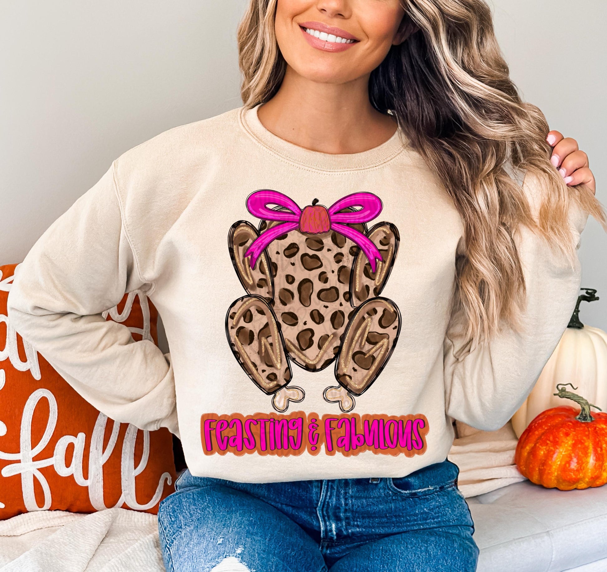 Feasting and Fabulous | Leopard Turkey wearing a bow | Sublimation Design | Digital Download | Women’s, Kids Shirt PNG