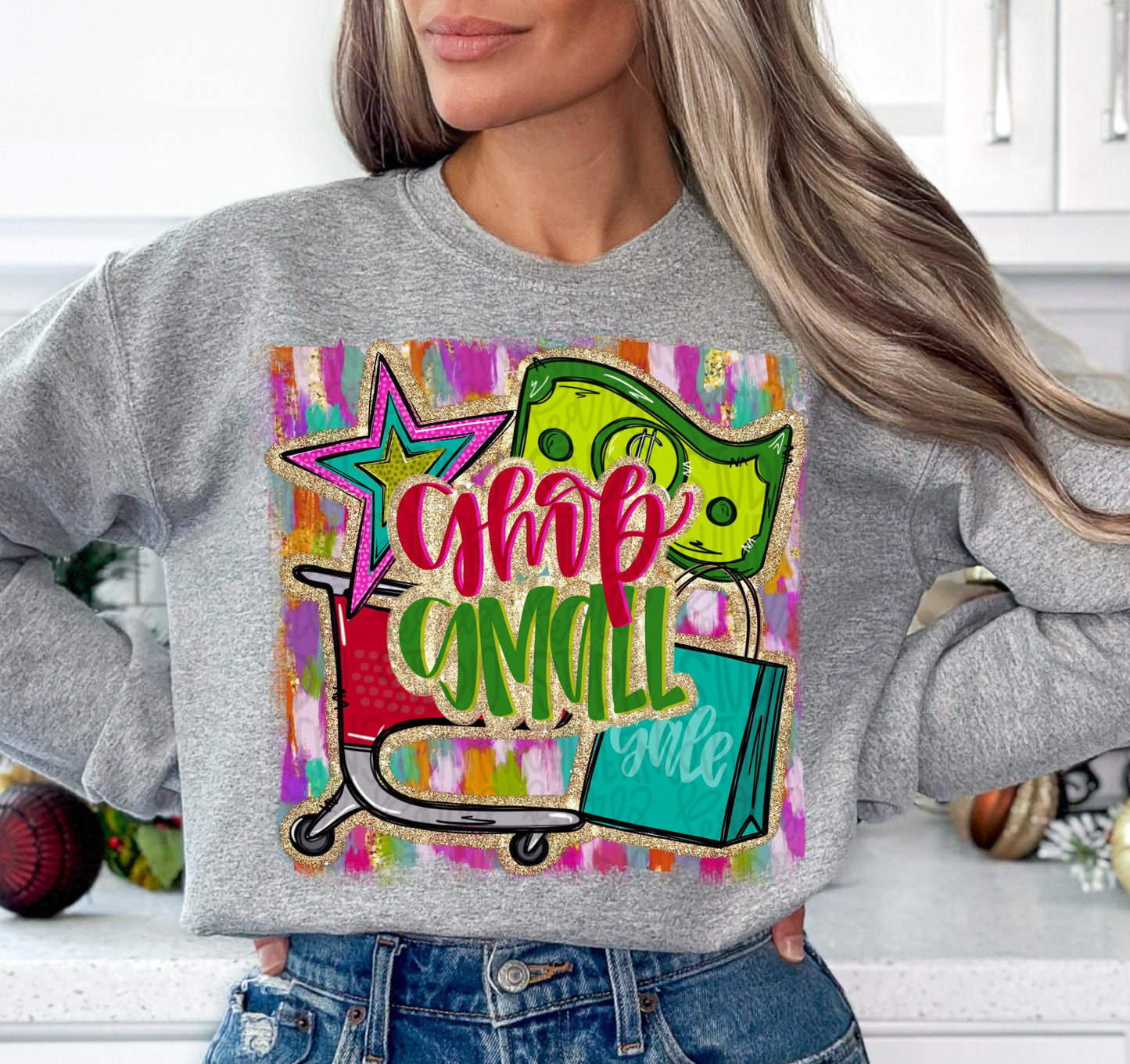 Shop Small Business | shopping cart, money, gift bag | Sublimation Design | Digital Download | Women’s, Kids Shirt PNG