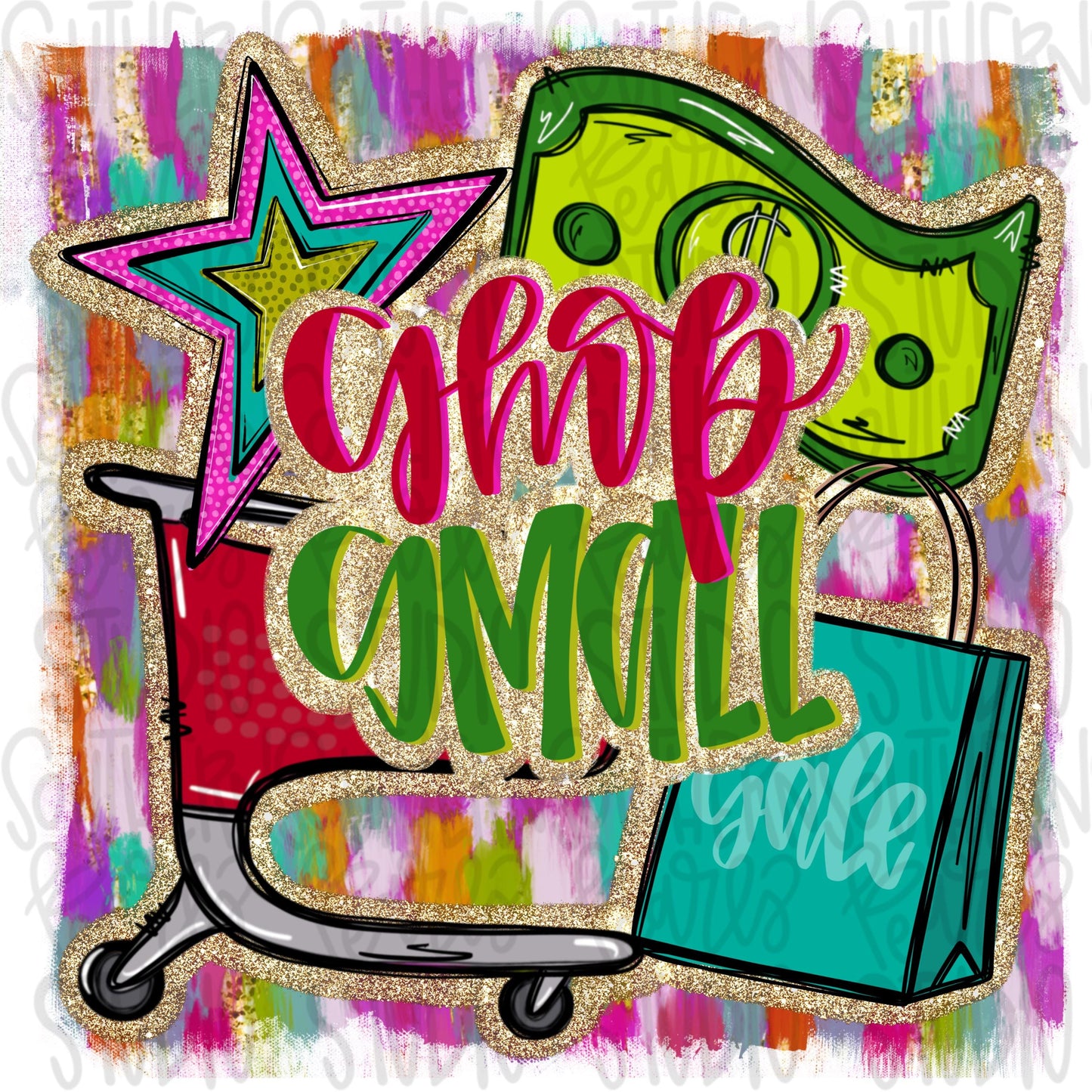 Shop Small Business | shopping cart, money, gift bag | Sublimation Design | Digital Download | Women’s, Kids Shirt PNG