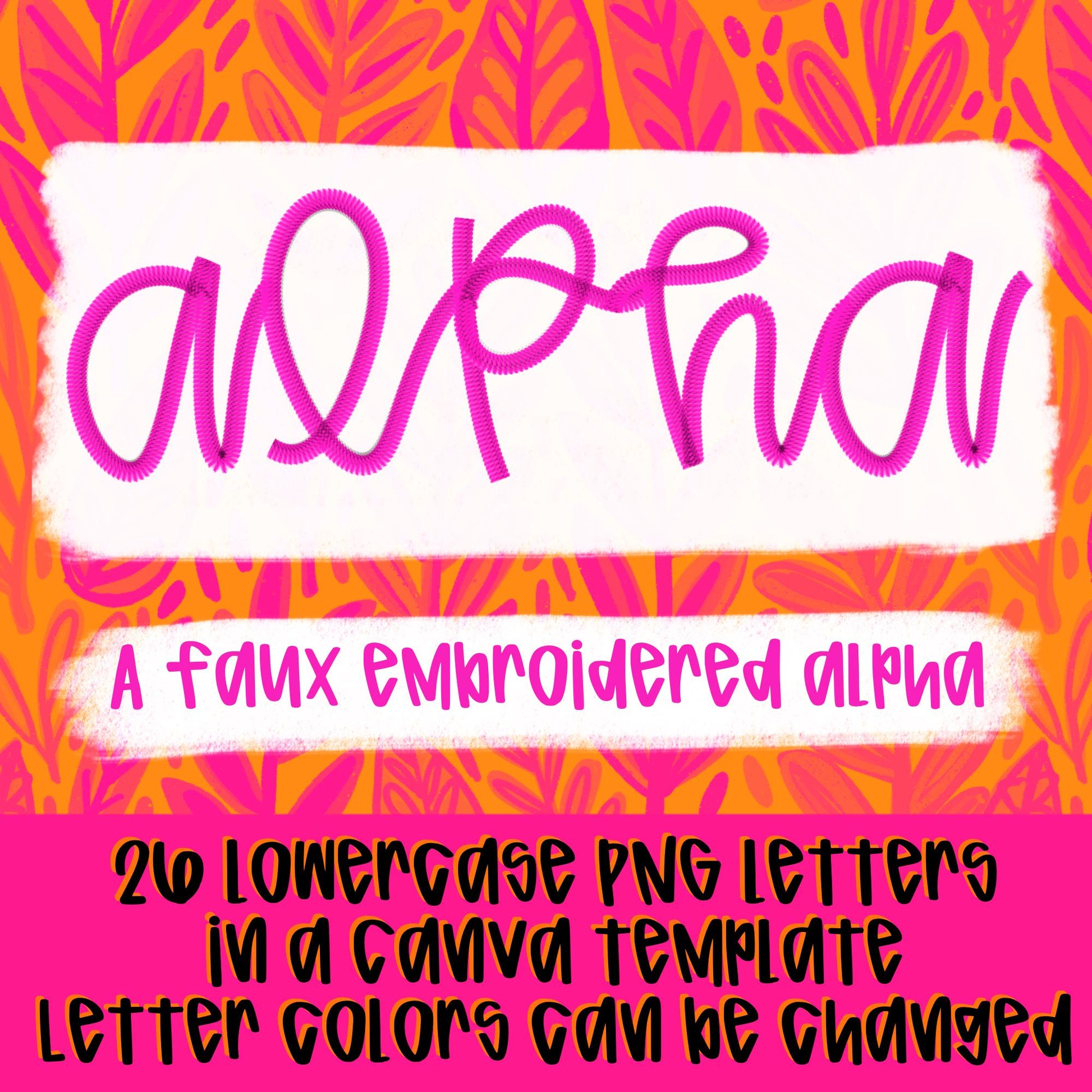 Canva Template LOWERCASE faux embroidered alpha | Sublimation Design | Digital Download | Women’s, Kids Shirt PNG
