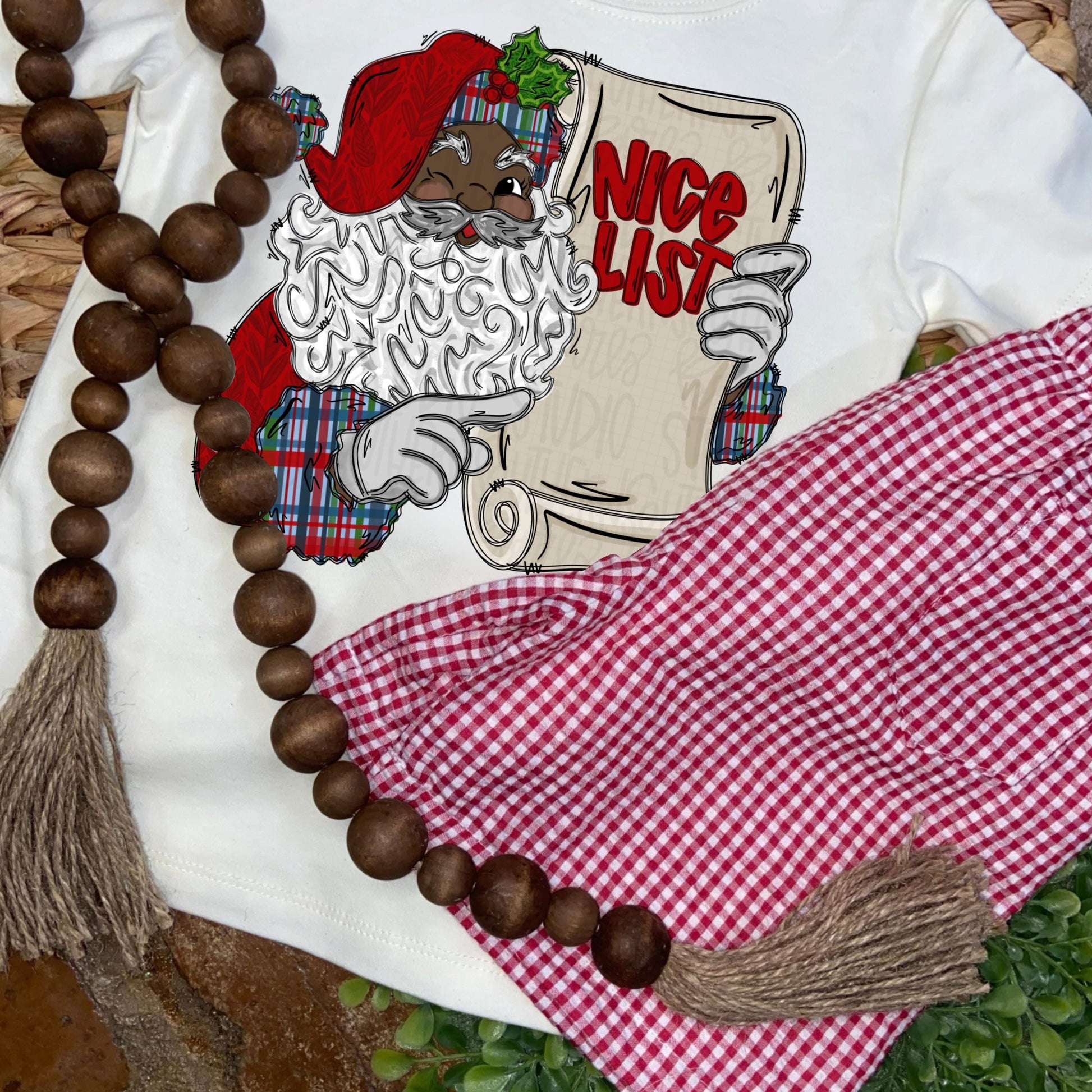 Brown Santa holding nice list | Add your own name | Christmas | Sublimation Design | Digital Download | PNG