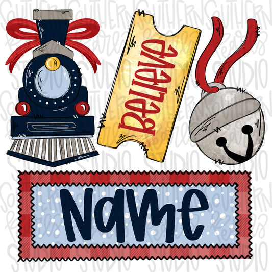 Christmas train with name patch girly |Sublimation Design | Digital Download | Women’s, Kids Shirt PNG