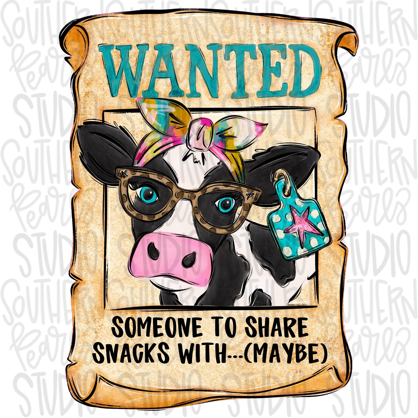Wanted…someone to share snacks with | girl cow | wanted sign | valentine design | Sublimation Design | Digital Download | Kids Shirt PNG