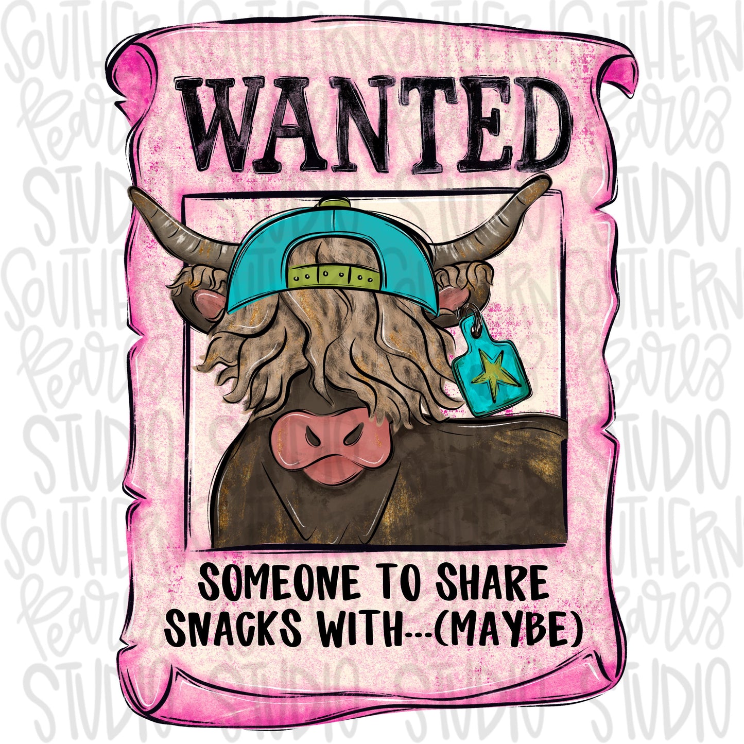 Wanted…someone to share snacks with | boy cow | wanted sign | valentine design | Sublimation Design | Digital Download | Kids Shirt PNG