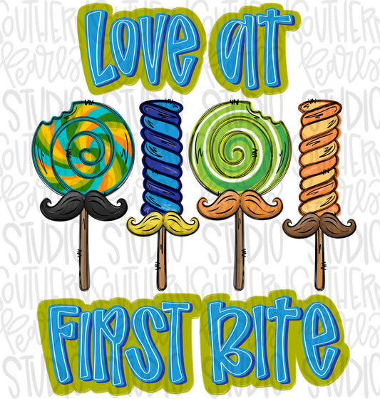 Love at first bite | boy lollipops with mustaches | valentine design | Sublimation Design | Digital Download | Kids Shirt PNG