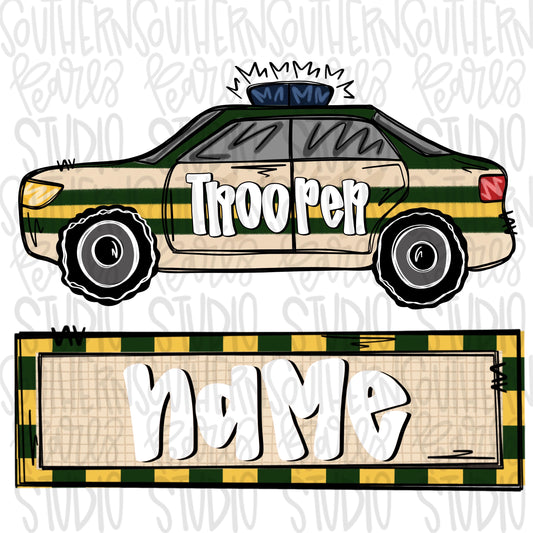 Green and cream trooper car with name patch | Sublimation Design | Digital Download | Women’s, Kids Shirt PNG