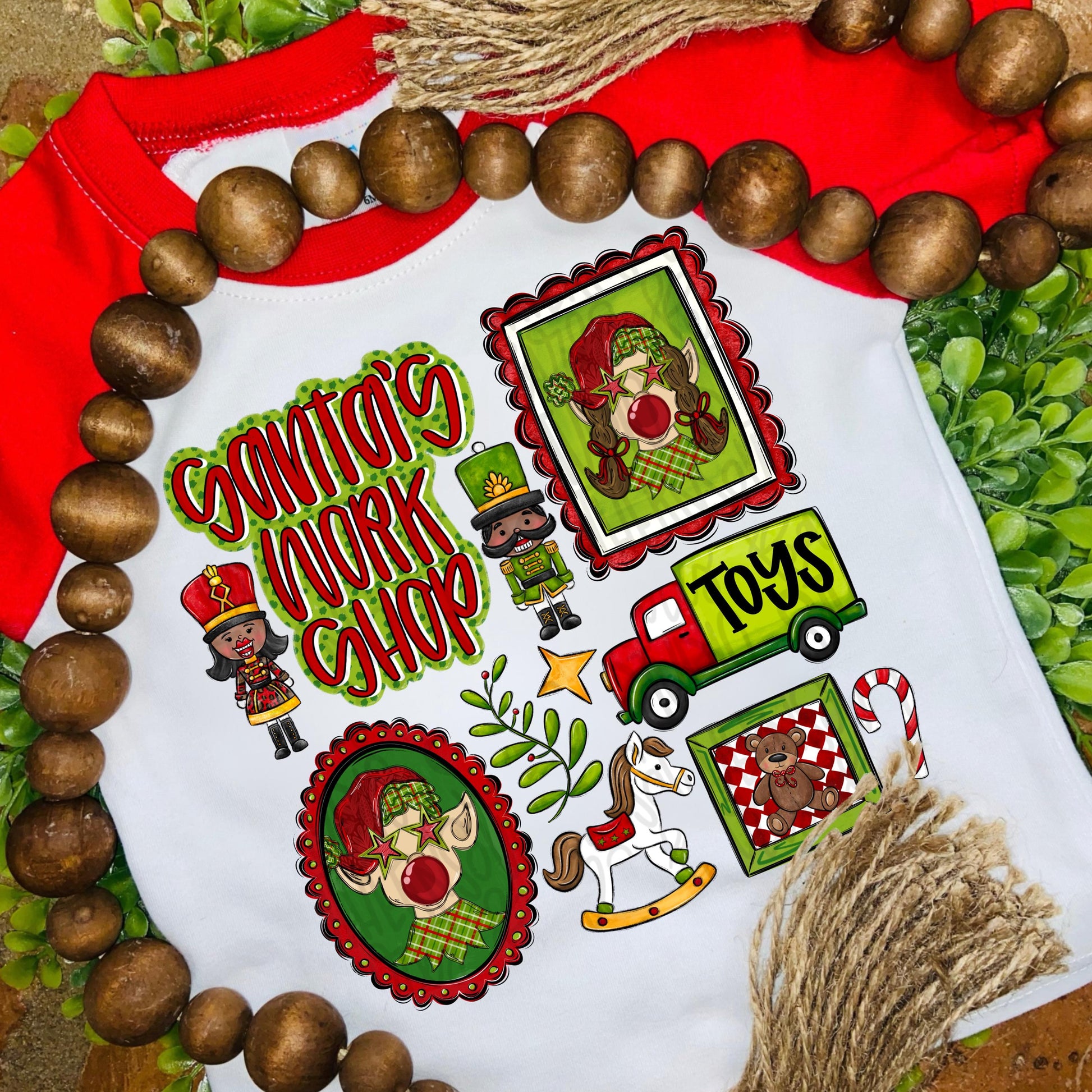 Santa’s workshop Christmas collage | toys elves nutcrackers | Sublimation Design | Digital Download | Women’s, Kids Shirt PNG