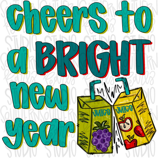Cheers to a bright new year | clinking juice boxes | New year | Sublimation Design | Digital Download | Women’s, Kids Shirt PNG
