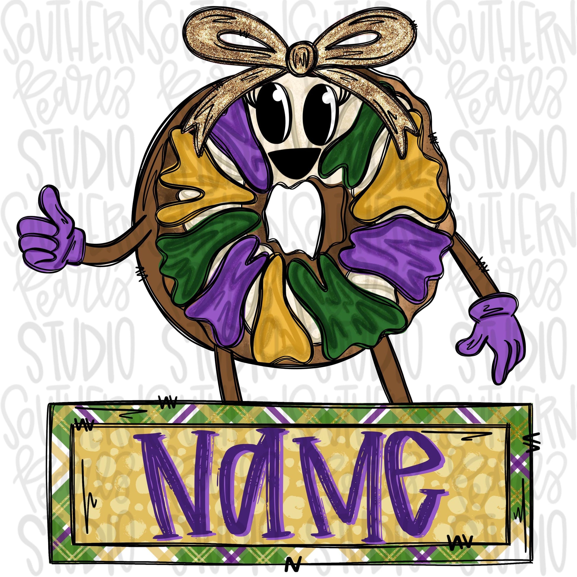 King cake girl with name patch | Sublimation Design | Digital Download | Women’s, Kids Shirt PNG