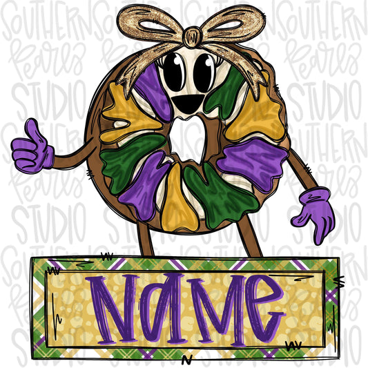 King cake girl with name patch | Sublimation Design | Digital Download | Women’s, Kids Shirt PNG