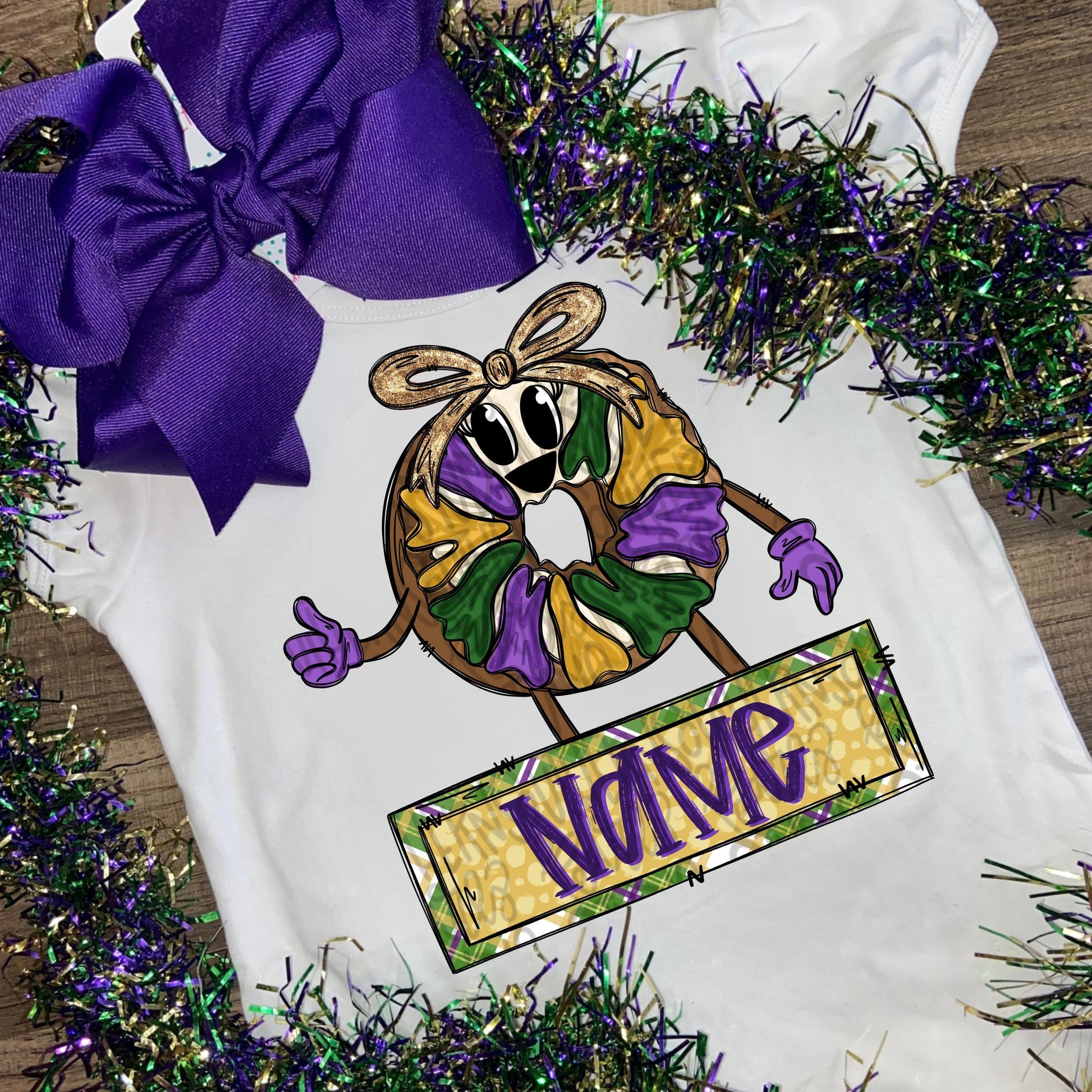 King cake girl with name patch | Sublimation Design | Digital Download | Women’s, Kids Shirt PNG