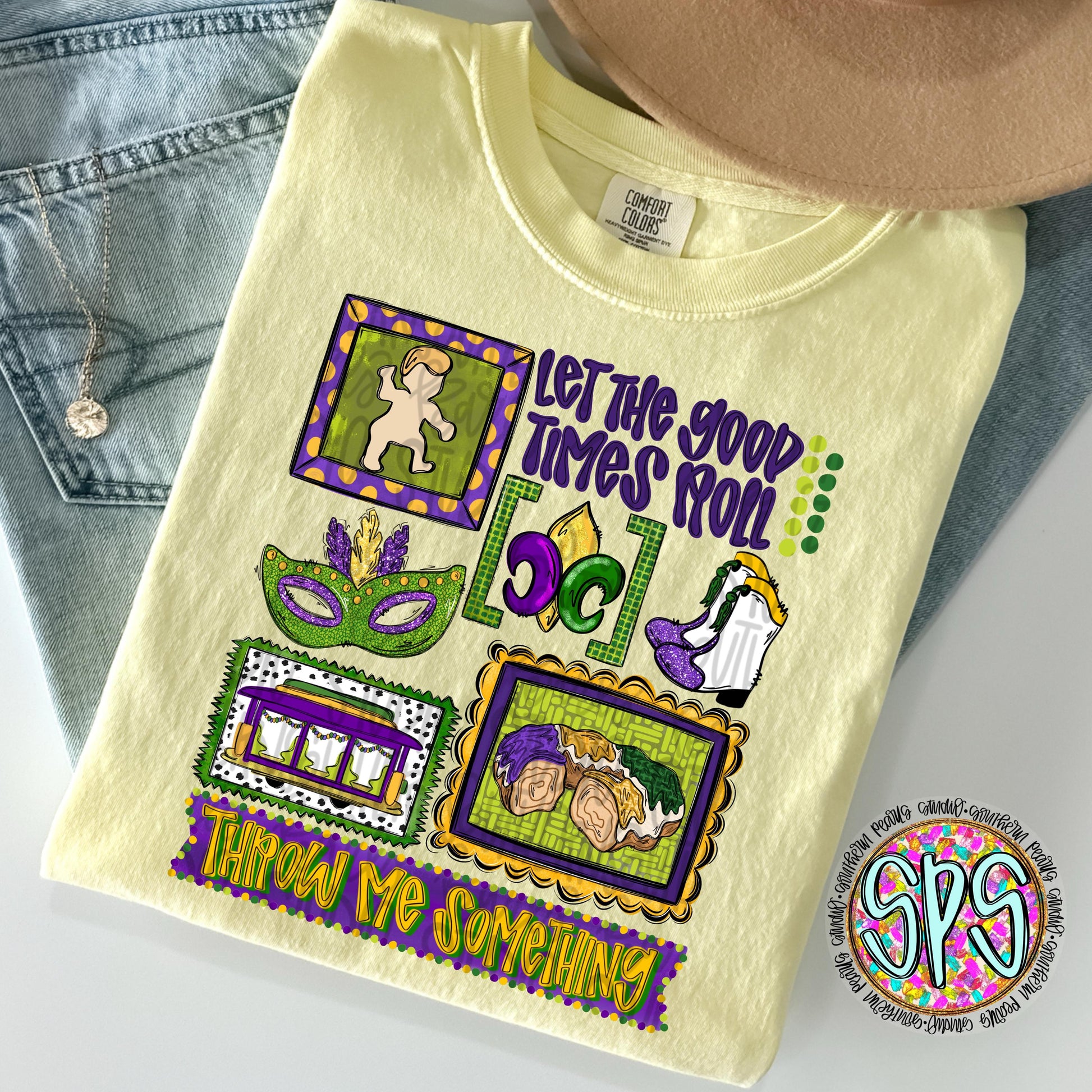 Mardi Gras stamp collage | Sublimation Design | Digital Download | Women’s, Kids Shirt PNG