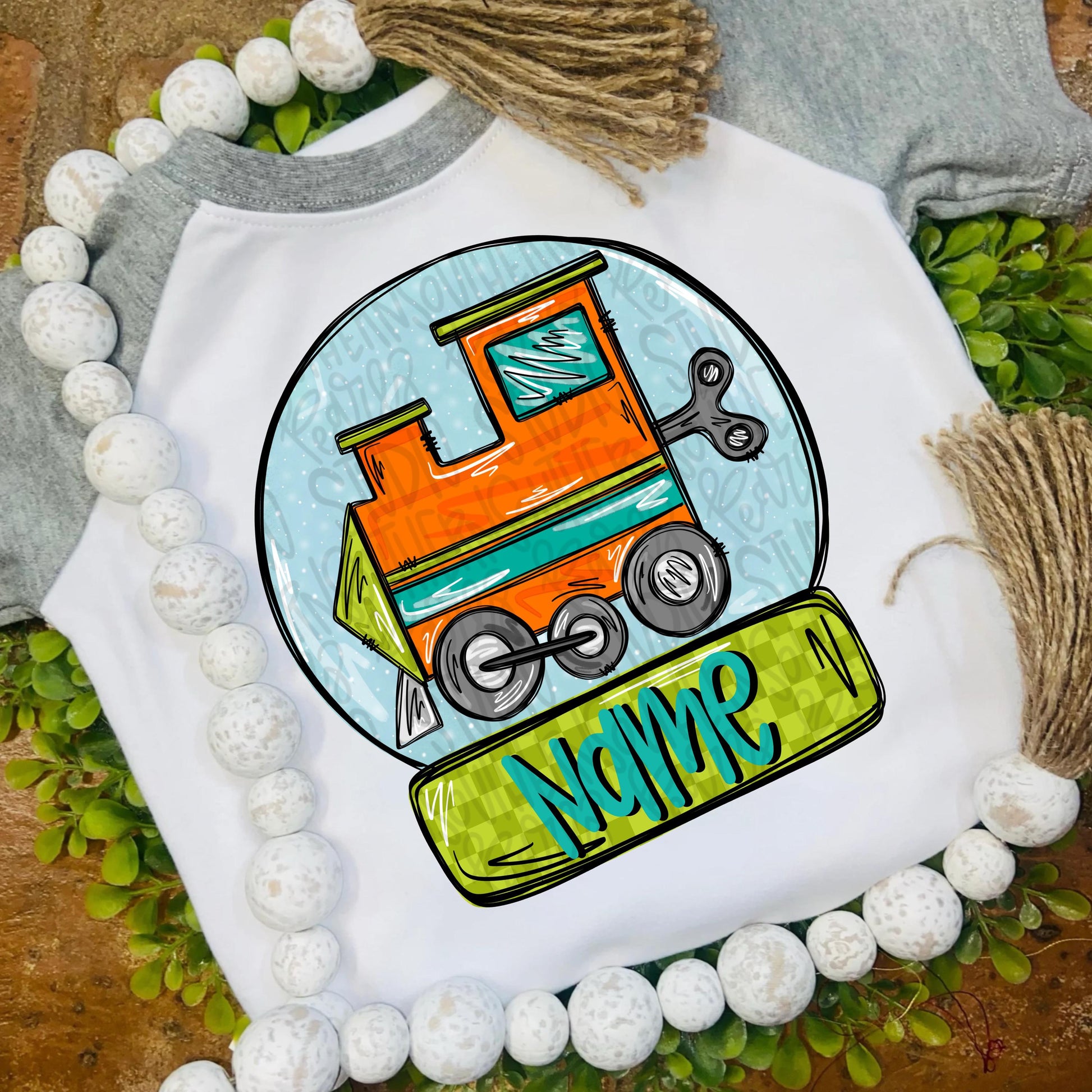 Boy wind up train in snow globe | Sublimation Design | Digital Download | Women’s, Kids Shirt PNG