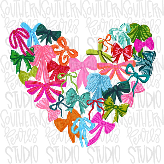 Valentine bow heart | Sublimation Design | Digital Download | Womens Kids PNG