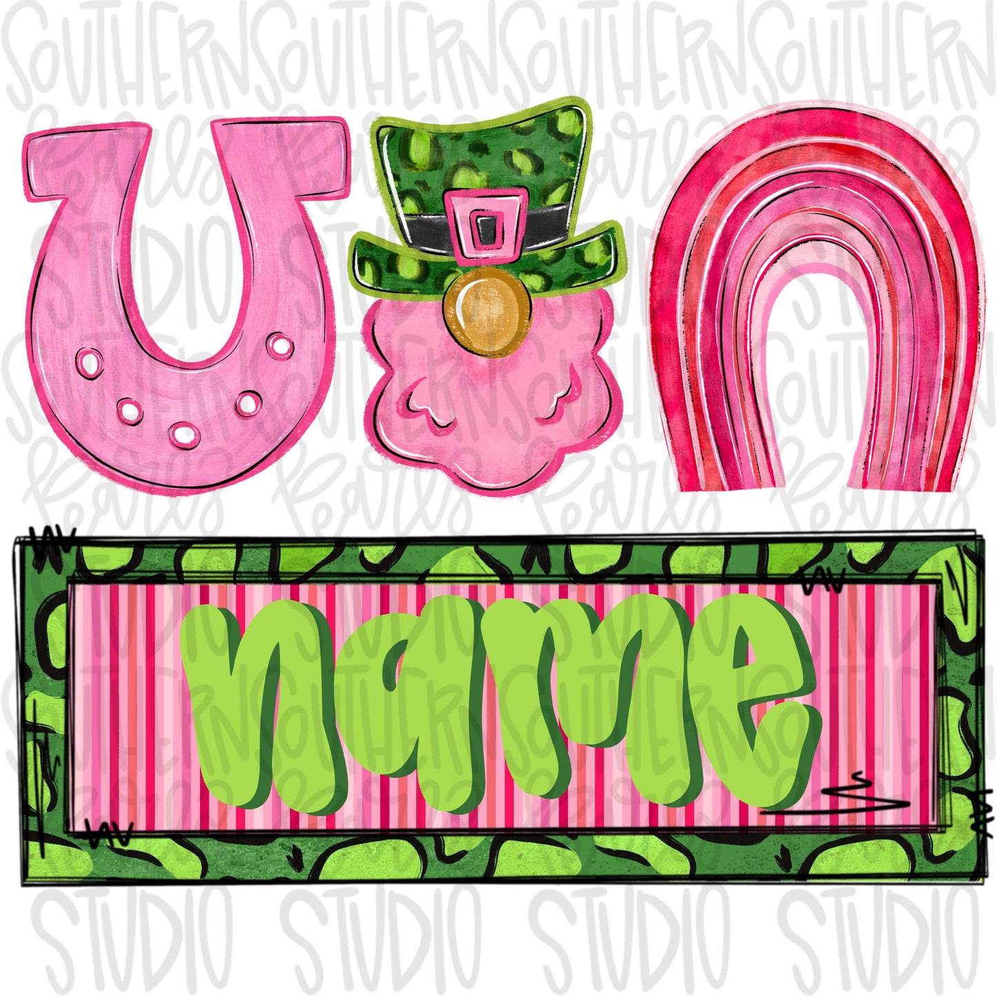St Patrick trio with name patch girl | Sublimation Design | Digital Download | Women’s, Kids Shirt PNG