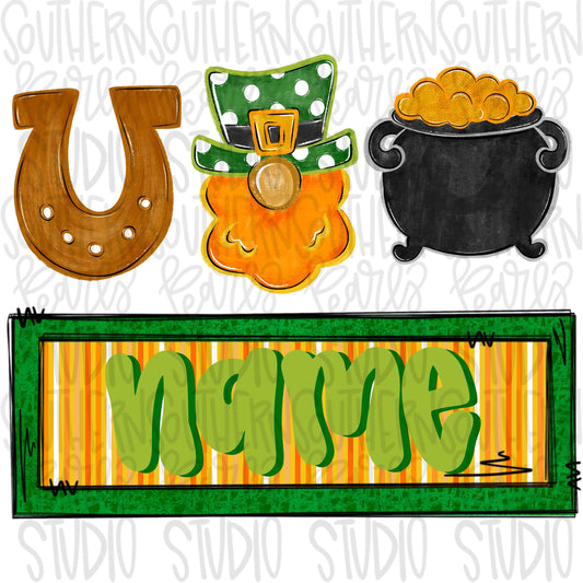 St Patrick trio with name patch boy | Sublimation Design | Digital Download | Women’s, Kids Shirt PNG