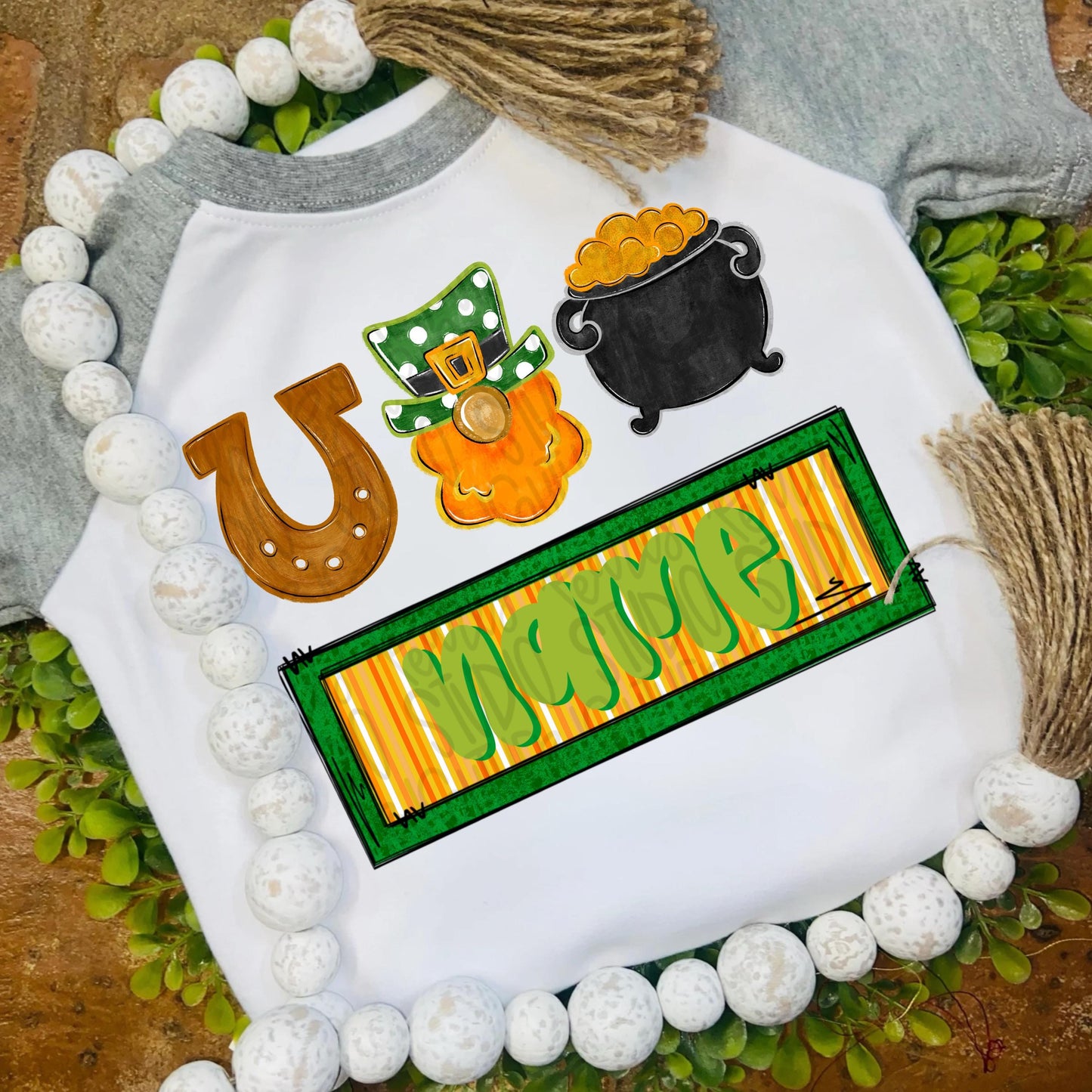 St Patrick trio with name patch boy | Sublimation Design | Digital Download | Women’s, Kids Shirt PNG