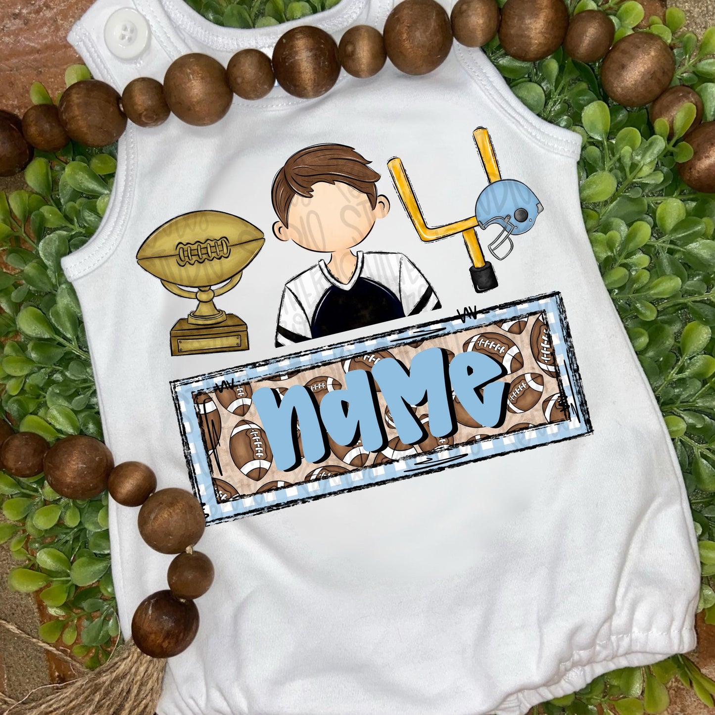 football trio with name patch | trophy African american boy goal post | Sublimation Design | Digital Download | Women’s, Kids Shirt PNG