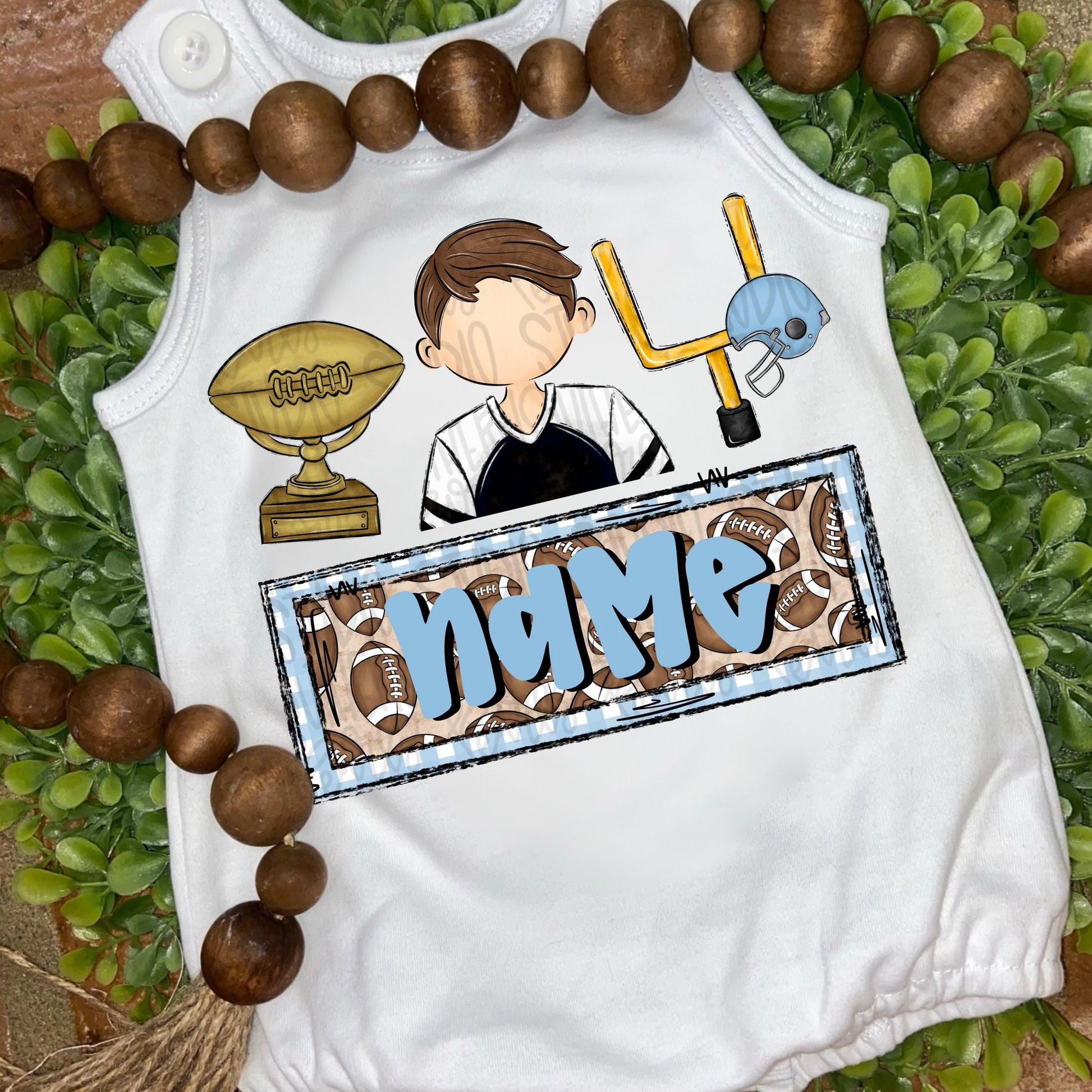 football trio with name patch | trophy African american boy goal post | Sublimation Design | Digital Download | Women’s, Kids Shirt PNG