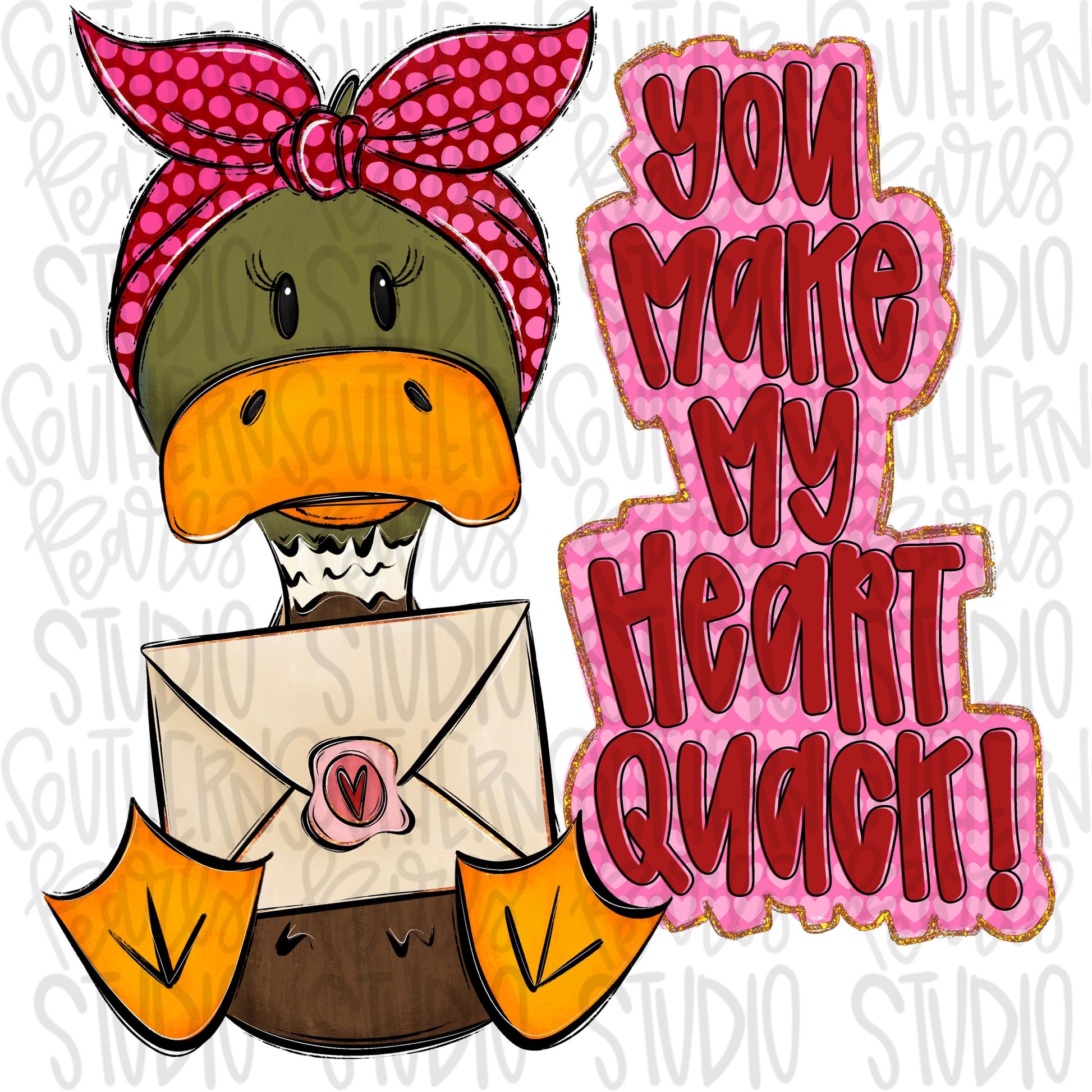 You make my heart quack girl Valentine duck holding letter | Sublimation Design | Digital Download | Women’s, Kids Shirt PNG