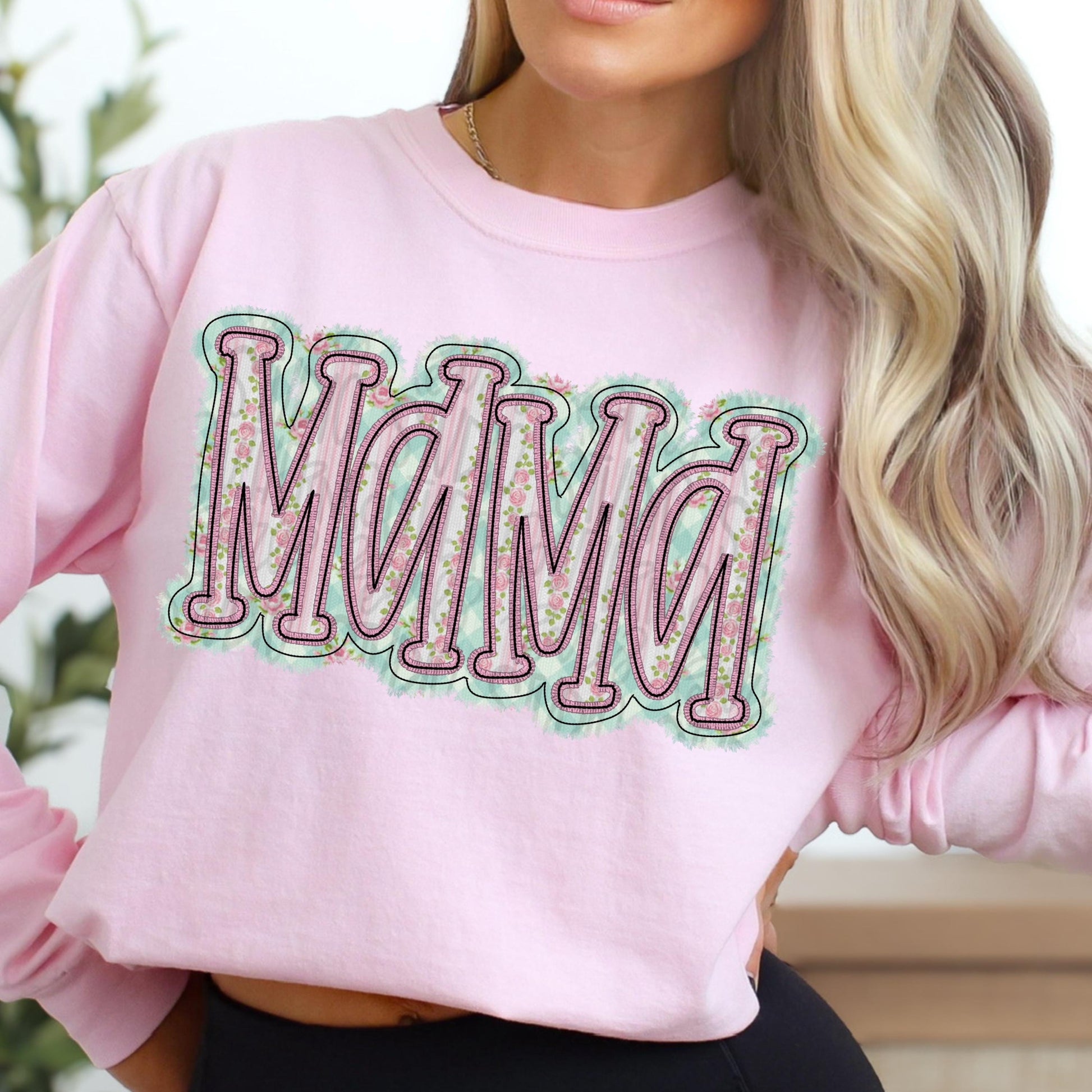 Mama faux embroidery floral design | Sublimation Design | Digital Download | Women’s, Kids Shirt PNG