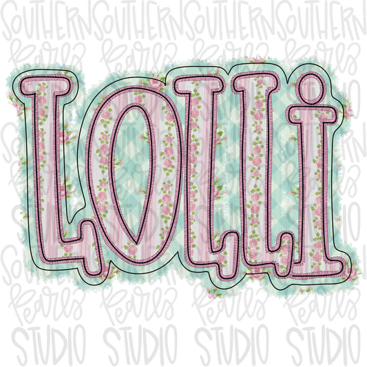 Lolli faux embroidery floral design | Sublimation Design | Digital Download | Women’s, Kids Shirt PNG