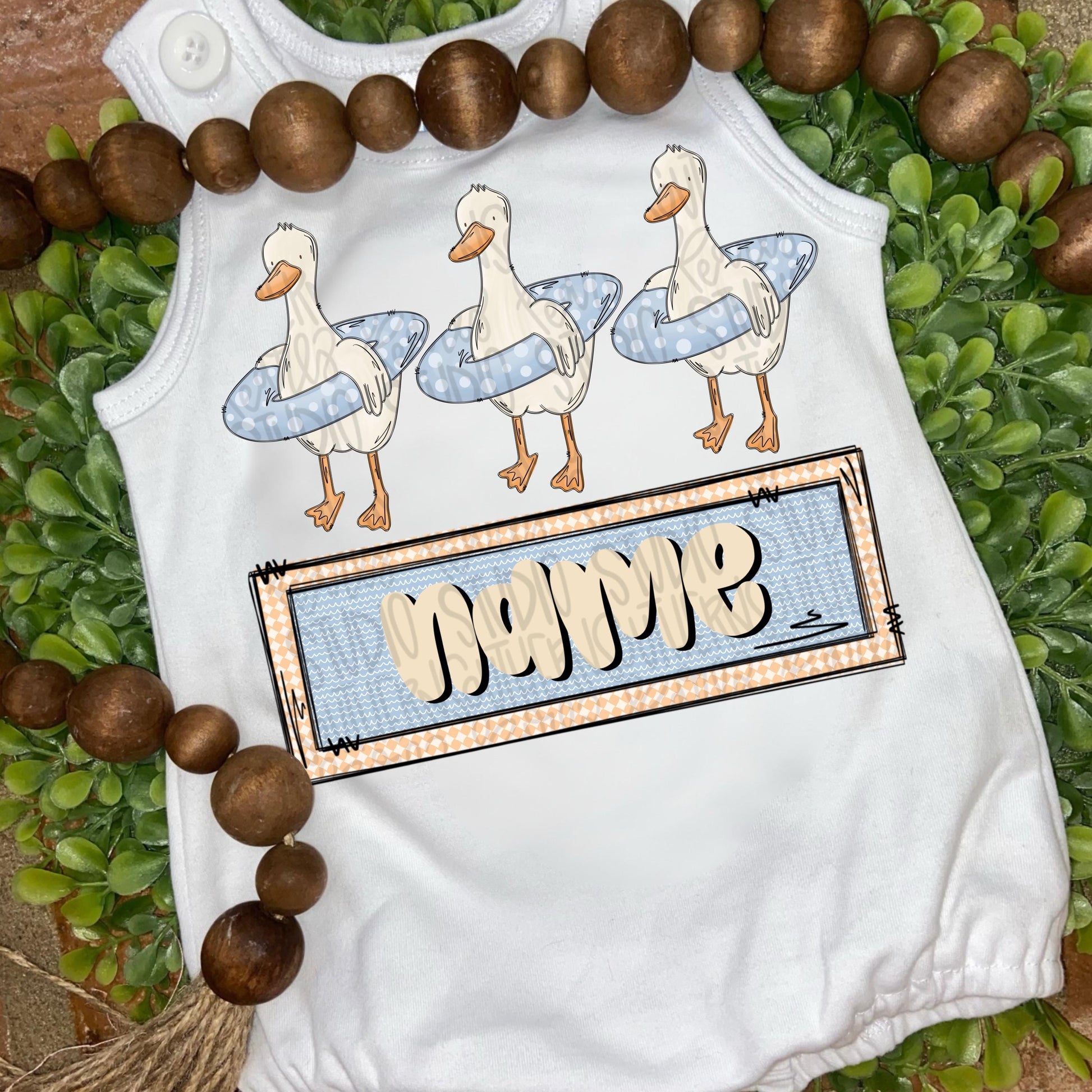 Duck trio with floatie and Name Patch Boy | Sublimation Design | Digital Download | Women’s, Kids Shirt PNG