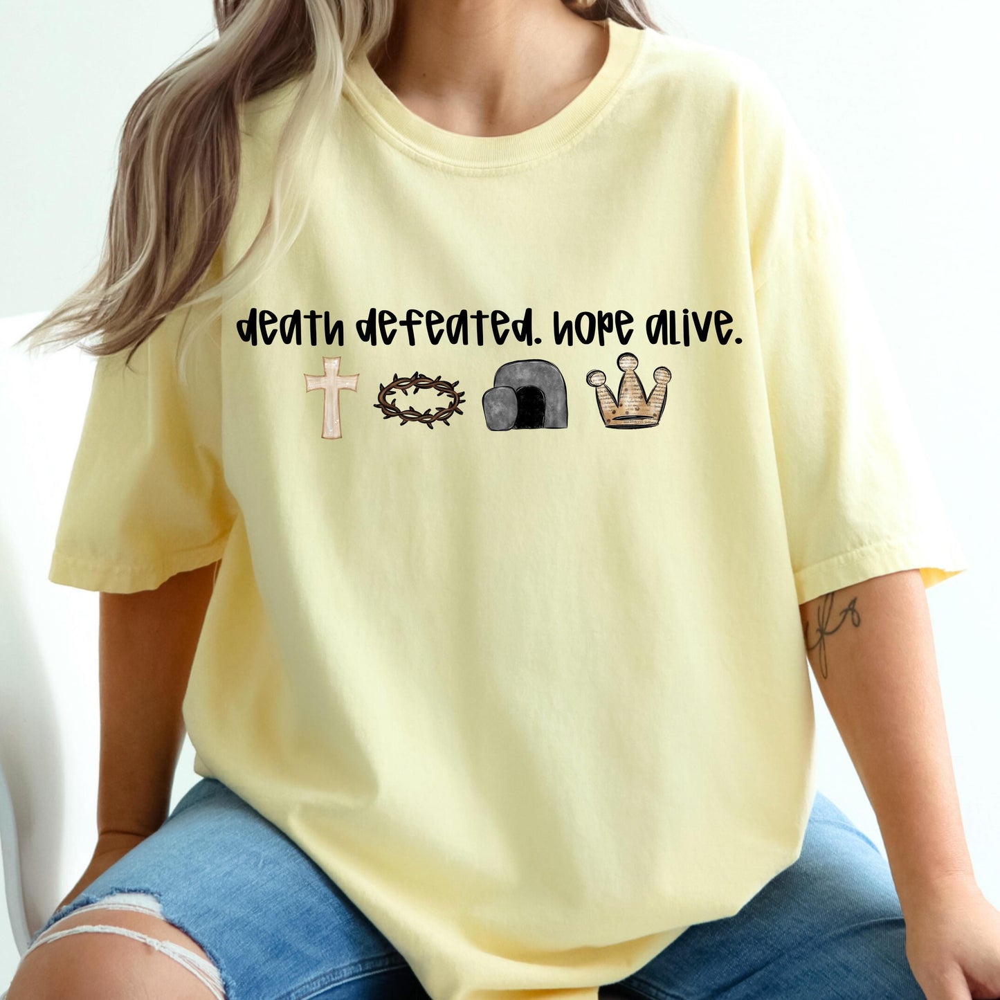Death defeated. Hope alive. | Easter | Sublimation Design | Digital Download | Women’s, Kids Shirt PNG