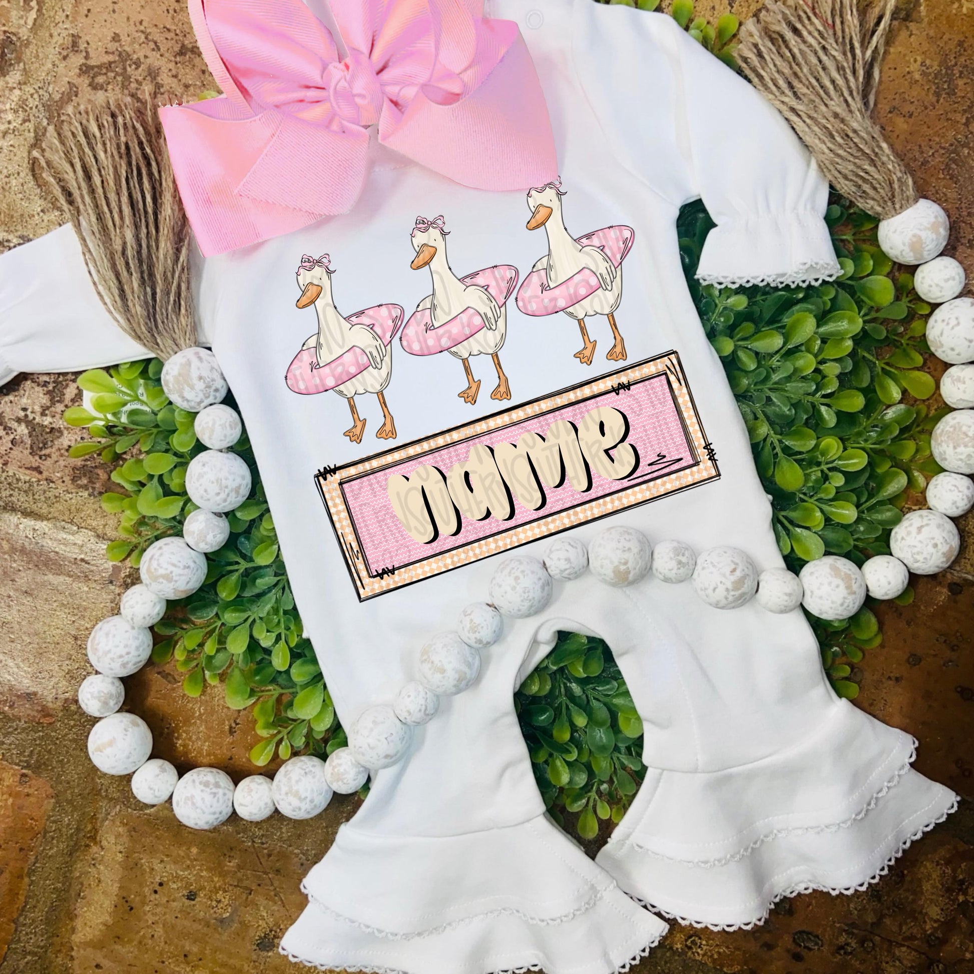 Duck trio with floatie and Name Patch girl | Sublimation Design | Digital Download | Women’s, Kids Shirt PNG