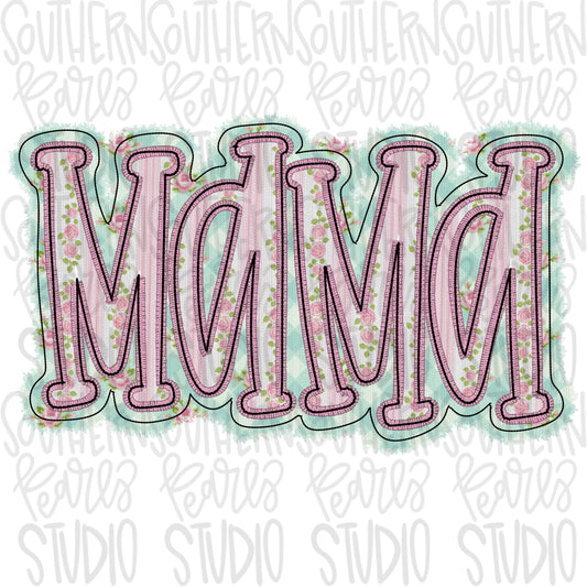 Mama faux embroidery floral design | Sublimation Design | Digital Download | Women’s, Kids Shirt PNG