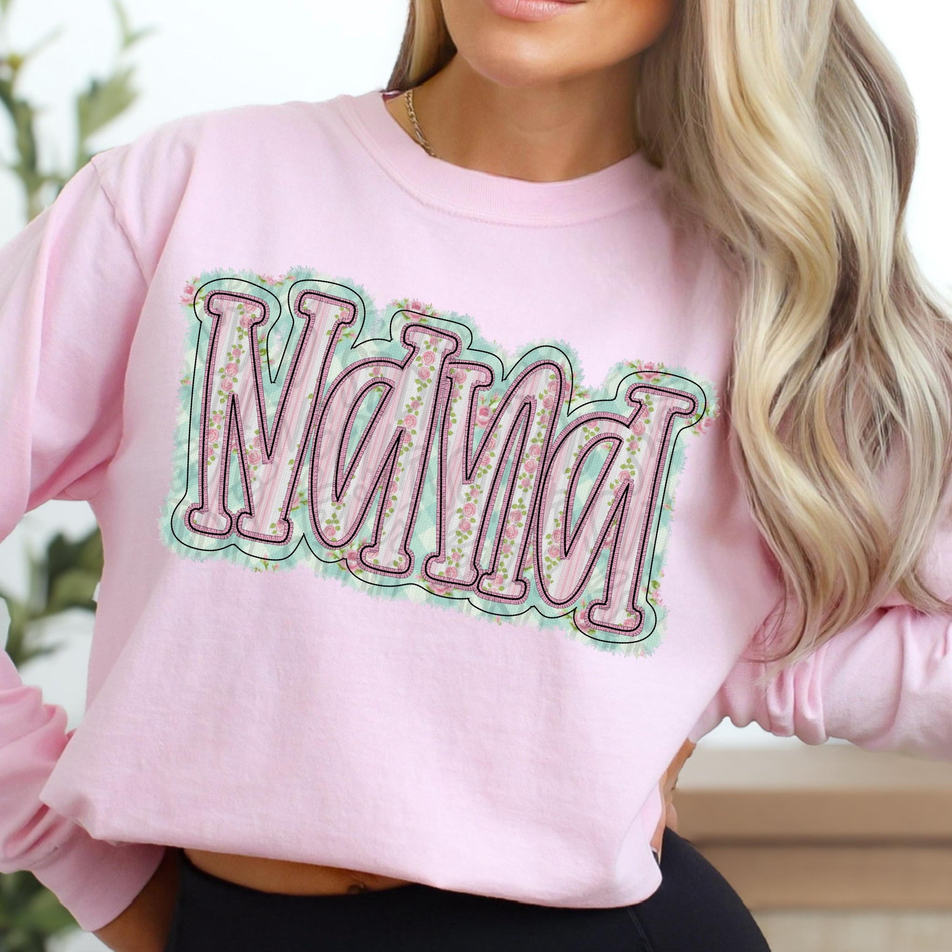 Nana faux embroidery floral design | Sublimation Design | Digital Download | Women’s, Kids Shirt PNG