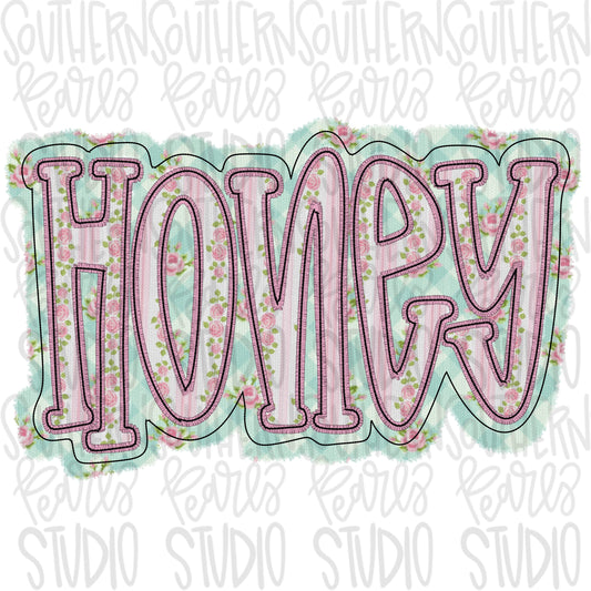 Honey faux embroidery floral design | Sublimation Design | Digital Download | Women’s, Kids Shirt PNG