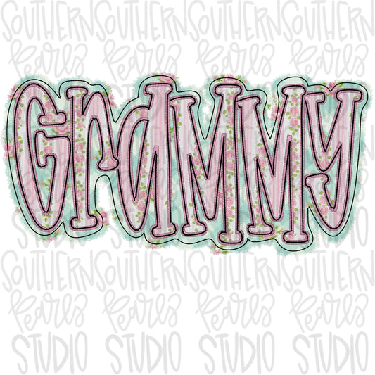 Grammy faux embroidery floral design | Sublimation Design | Digital Download | Women’s, Kids Shirt PNG