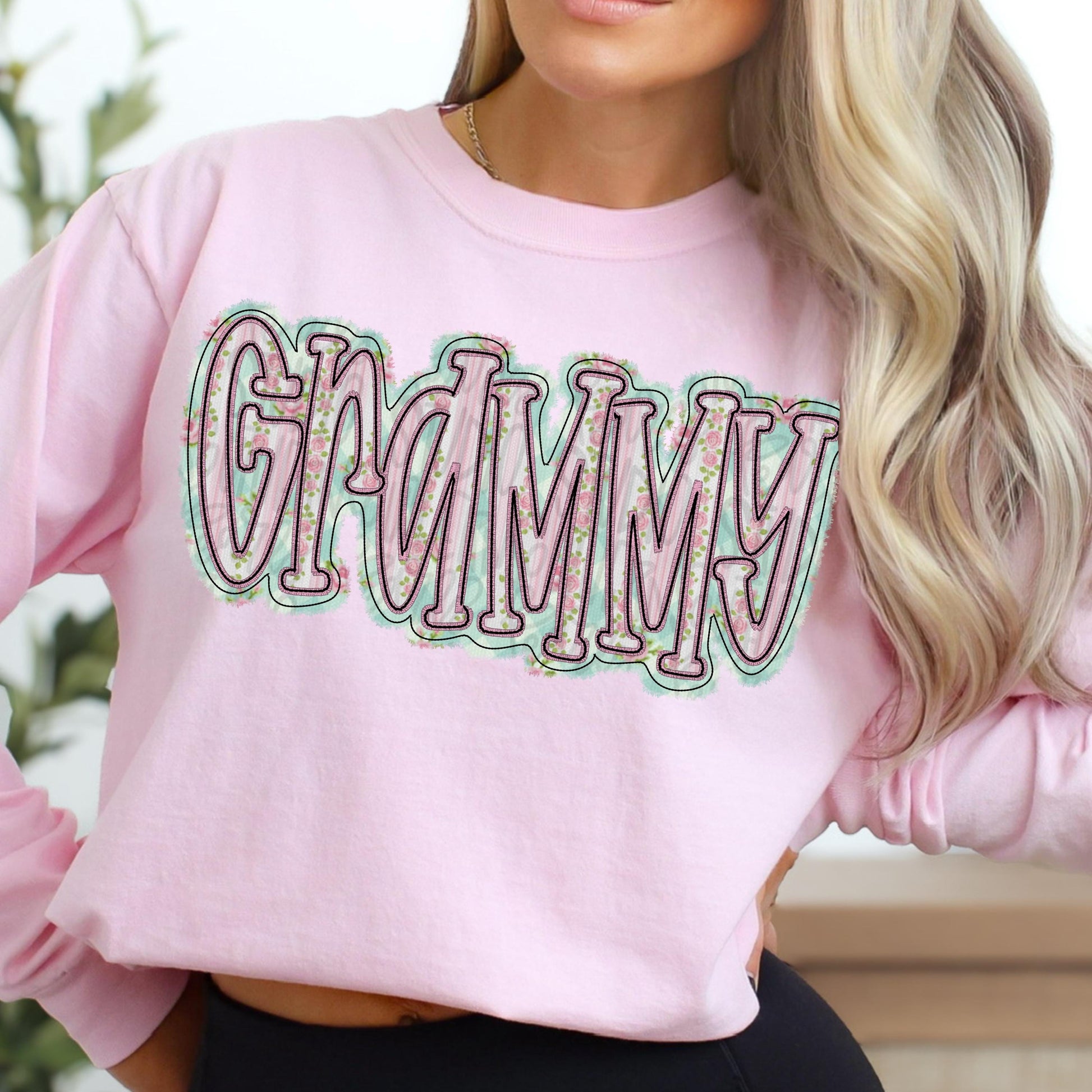 Grammy faux embroidery floral design | Sublimation Design | Digital Download | Women’s, Kids Shirt PNG