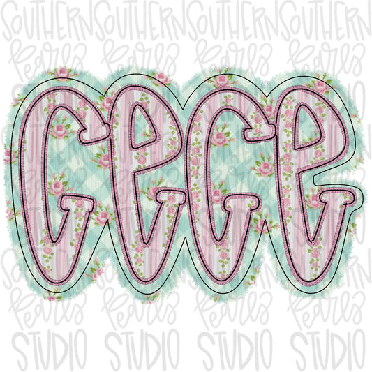 CeCe faux embroidery floral design | Sublimation Design | Digital Download | Women’s, Kids Shirt PNG