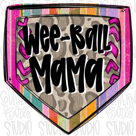 Wee Ball Mama Home Plate | colorful and leopard | softball and baseball | Go Team | PNG | Sublimation | Design Download