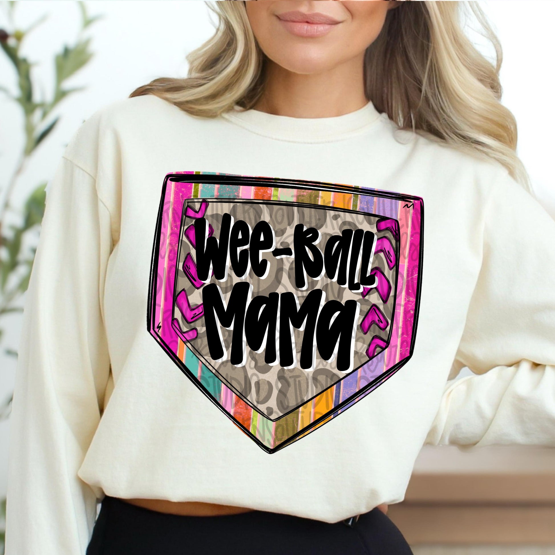 Wee Ball Mama Home Plate | colorful and leopard | softball and baseball | Go Team | PNG | Sublimation | Design Download