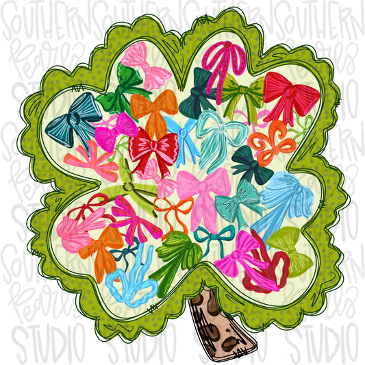 Bows and leopard 4 leaf clover | st Patrick’s day | Sublimation Design | Digital Download | Women’s, Kids Shirt PNG