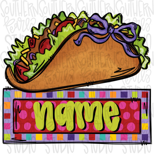 Cinco De Mayo | taco with Name Patch girl | Sublimation Design | Digital Download | Women’s, Kids Shirt PNG