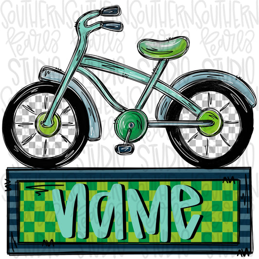 Boy bicycle with name patch | Sublimation Design | Digital Download | Women’s, Kids Shirt PNG