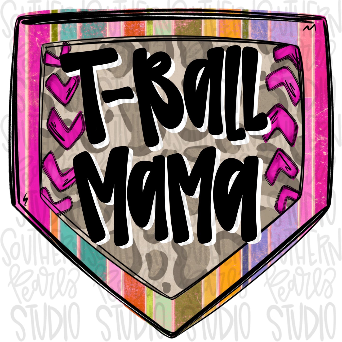 T Ball Mama Home Plate | colorful and leopard | softball and baseball | Go Team | PNG | Sublimation | Design Download