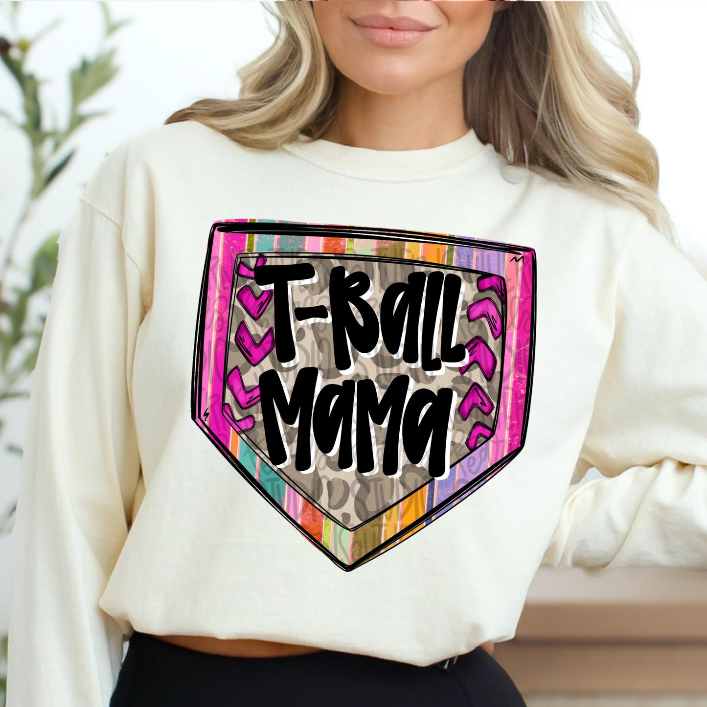 T Ball Mama Home Plate | colorful and leopard | softball and baseball | Go Team | PNG | Sublimation | Design Download