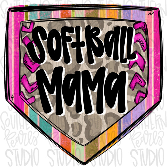 SoftBall Mama Home Plate | colorful and leopard | softball and baseball | Go Team | PNG | Sublimation | Design Download