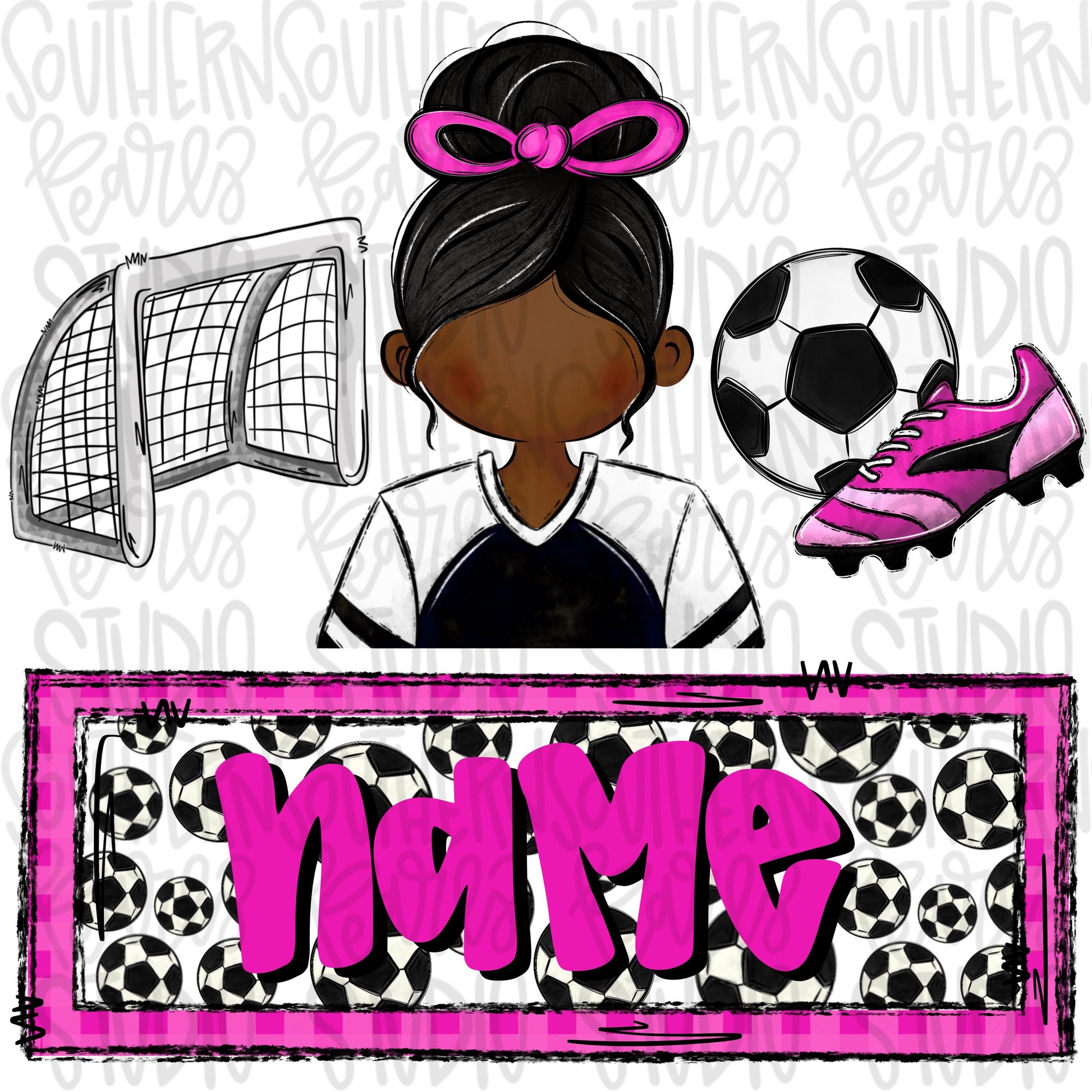 Soccer trio with name patch | soccer girl goal ball cleats | African american | Sublimation Design | Digital Download | Women’s, Kids PNG