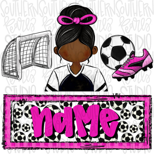 Soccer trio with name patch | soccer girl goal ball cleats | African american | Sublimation Design | Digital Download | Women’s, Kids PNG