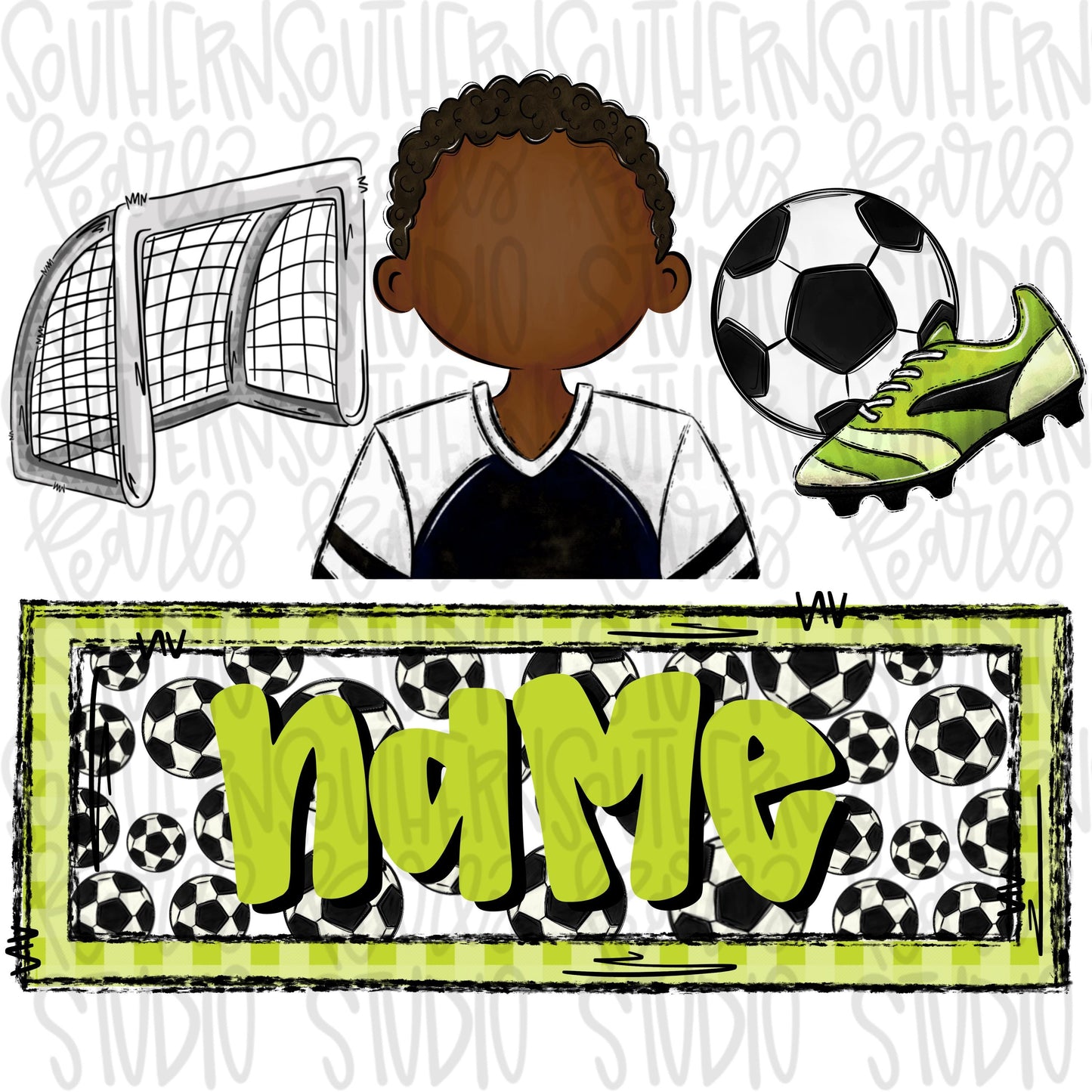 Soccer trio with name patch | soccer boy goal ball cleats | African american | Sublimation Design | Digital Download | Women’s, Kids PNG