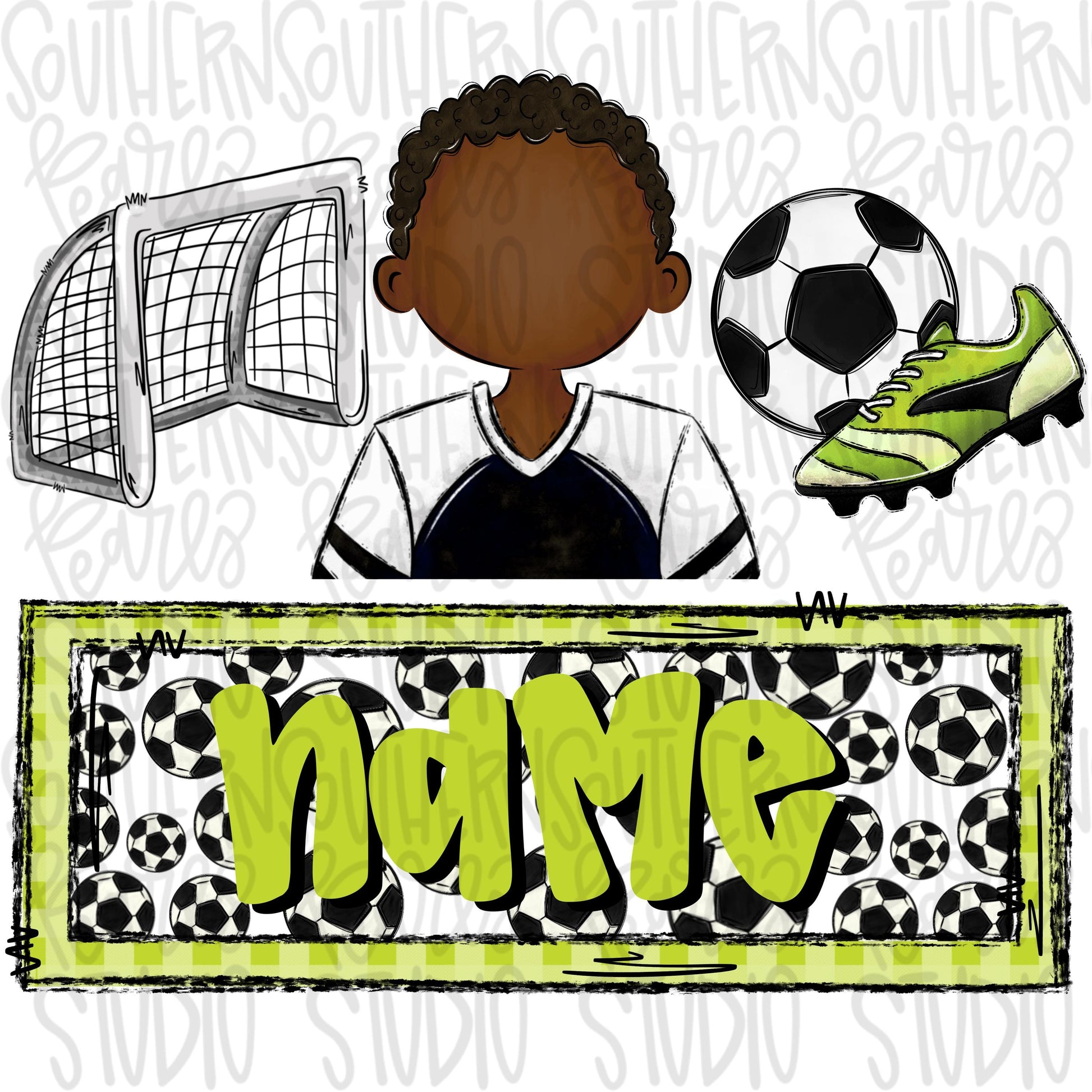 Soccer trio with name patch | soccer boy goal ball cleats | African american | Sublimation Design | Digital Download | Women’s, Kids PNG